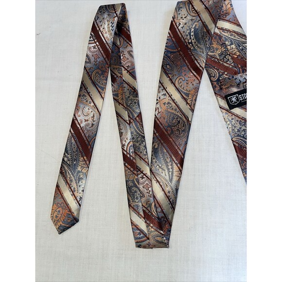 Stacy Adams Dress Tie Men’s Size 57” Brown Paisley 100% Microfiber Designer - Picture 11 of 12